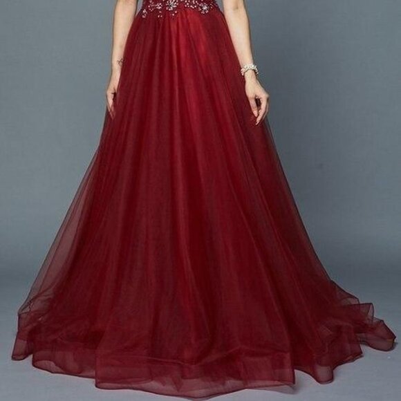 Illusion V-Neck A-Line Shape Prom Dress JT684 - Picture 2 of 4